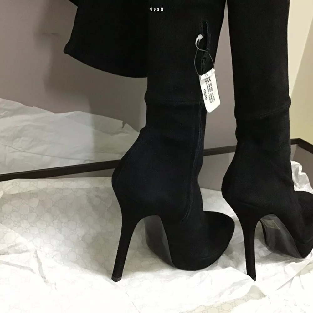 Gucci Black Suede Leather 36.5 Over The Knee Boots - Picture 4 of 13